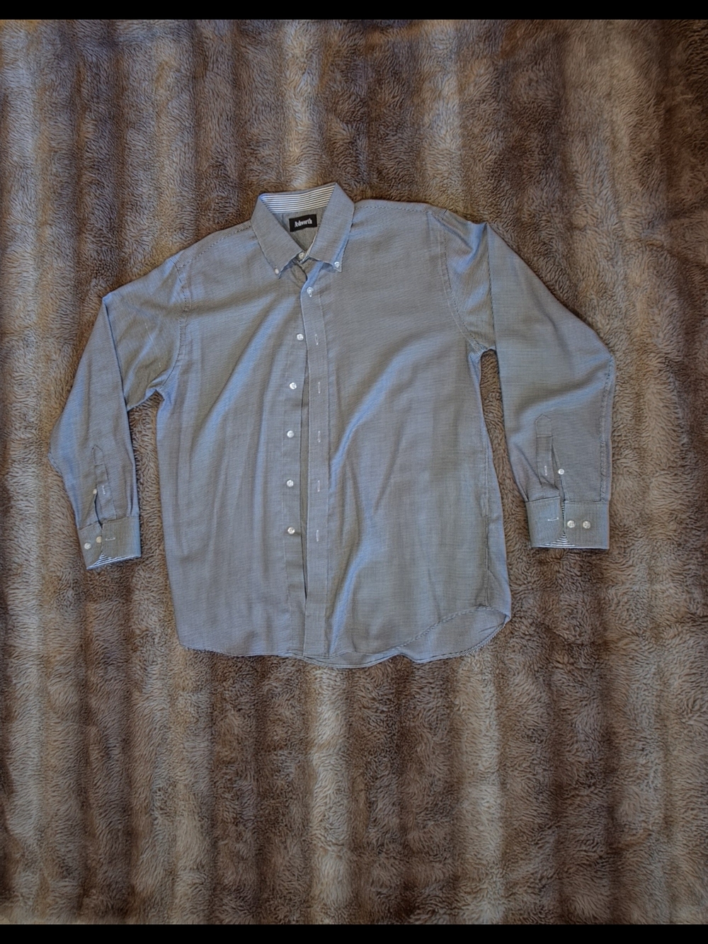 Ashworth Men's Black Checkered Long Sleeve Button Down Golf Shirt Size L